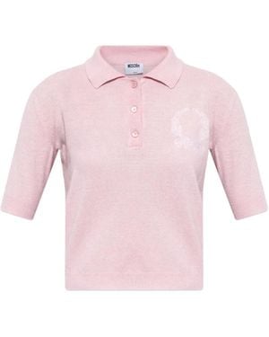 Moschino Logo-Embroidered Polo Shirt - Pink