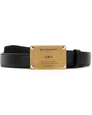 Balenciaga Rectangular-Plaque Leather Belt - Black