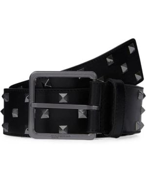 KARL LAGERFELD Leather Stud Belt - Black