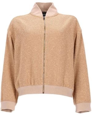 Fabiana Filippi Textured-Finish Zip-Up Bomber Jacket - Natural