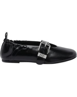 Ganni Sue Buckle-Detail Ballet Flats - Black