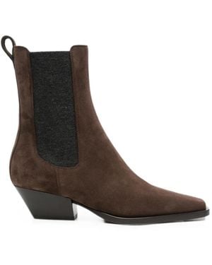 Brunello Cucinelli Suede Elasticated Ankle Boots - Brown