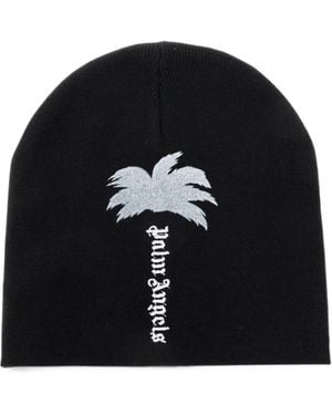 Palm Angels Big Palm Tree Beanie Hat - Black