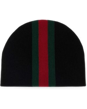 Gucci Web Stripe Beanie Hat - Black