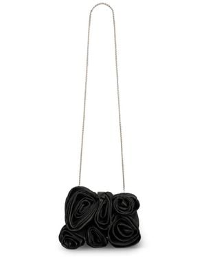 Gemy Maalouf Floral-Appliqué Chain-Strap Clutch Bag - White