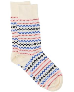 JW Anderson Intarsia-Knit Socks - White