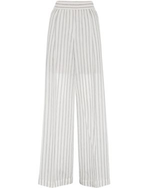 Brunello Cucinelli ストライプ ストレートパンツ - ホワイト