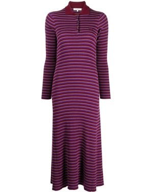 Maison Kitsuné Fox-Patch Striped Midi Dress - Purple