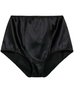 Dolce & Gabbana Satin-Finish High-Waisted Briefs - Black