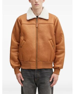 Alpha Industries Full-Zip Shearling-Collar Jacket - Brown