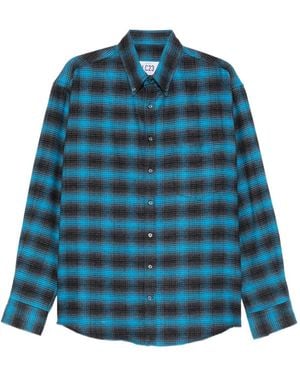 LC23 Plaid-Pattern Buttoned Shirt - Blue