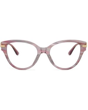 Dolce & Gabbana Striped-Pattern Cat-Eye Glasses - White