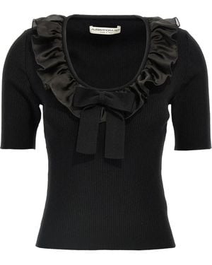 Alessandra Rich Camiseta de volantes de - Negro