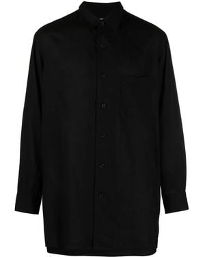Yohji Yamamoto Drop-Shoulder Classic-Collar Shirt - Black