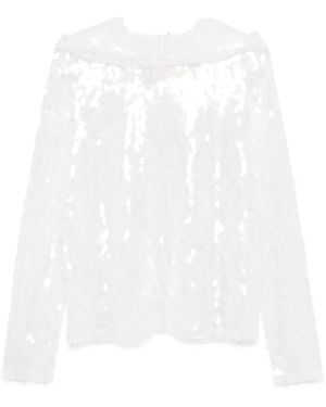 Norma Kamali Hooded Sweatshirt Decorated With Sequins - White