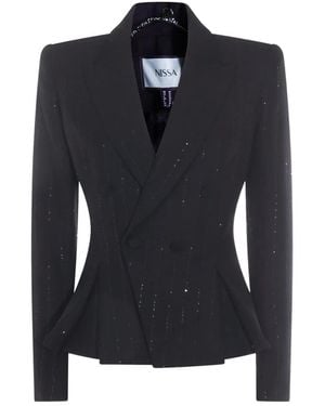 Nissa Double-Breasted Pinstripe Jacket - Blue