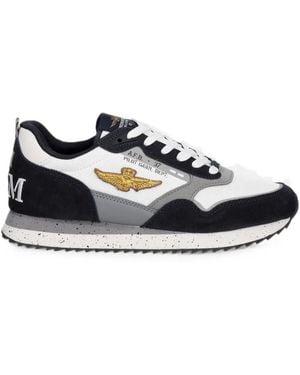 Aeronautica Militare Logo-Embroidered Trainers - White