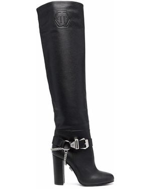 Philipp Plein Buckle-detail Knee-high Boots - Black