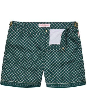 Orlebar Brown Bulldog Tessoro Border-Print Swim Shorts - Green