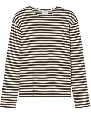 Closed Striped Long-Sleeve Top - Black