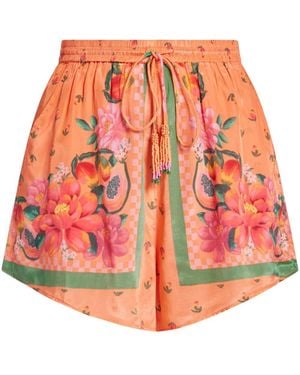 FARM Rio Fruit Garden-Print Drawstring Shorts - Red