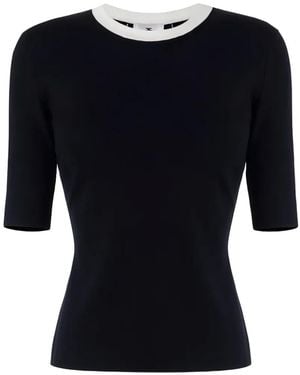 Elisabetta Franchi Crew-Neck Tie-Fastening Top - Black
