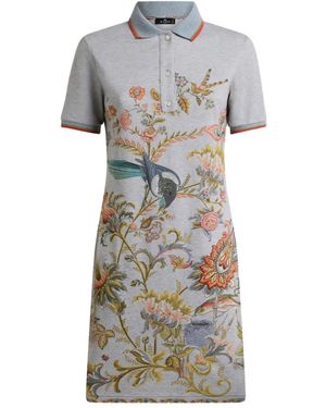 Etro Flora Fauna-Print Mini Dress - Gray