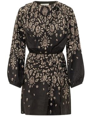 Ba&sh Beona Geometric-Print Mini Dress - Black