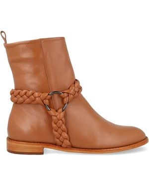 Blue Bird Shoes Braided-Detail Ankle Boots - Brown