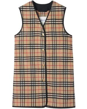 Burberry Geruite Bodywarmer Van Wolblend - Naturel