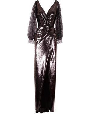 Gemy Maalouf Laced V-Neck Maxi Dress - Black