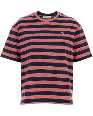 Jil Sander Logo-Embroidered Striped T-Shirt