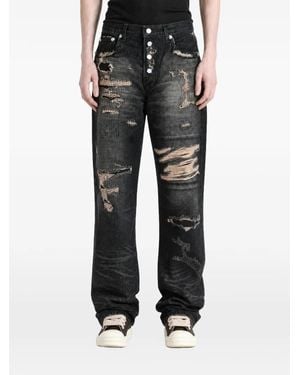 THUG CLUB Distressed-Effect Straight-Leg Jeans - Black