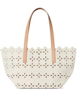 Loeffler Randall Easton Flower-Cut Scalloped Shoulder Bag - White
