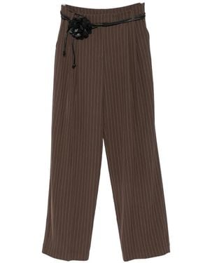 Imperial Pinstripe-Pattern Pleated Pants - Brown