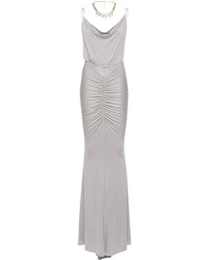 Elisabetta Franchi Gathered Sleeveless Gown For - Grey