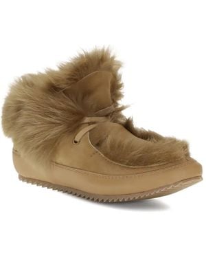 Pedro Garcia Fur-Trimmed Lace-Up Boots - Brown
