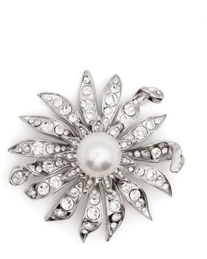 Miu Miu Broche con motivo floral - Blanco