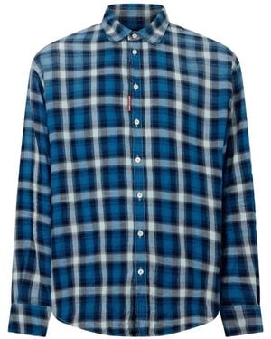 DSquared² Classic-Check Dropped Shoulder Shirt - Blue