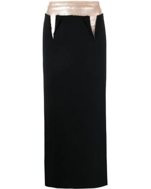 V:PM ATELIER Nerida Double-Waist Sequin Maxi Skirt - Black