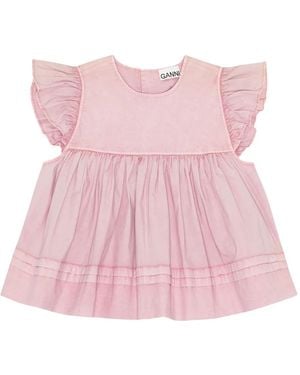 Ganni Stretch-Cotton Blouse - Pink