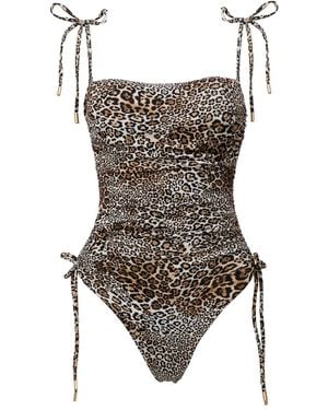 SOFIA ERHAN Lyra Animal-Print Tie Swimsuit - Brown