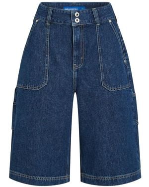 KARL LAGERFELD Patch-Pocket Denim Shorts - Blue