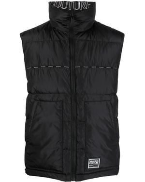 Versace Jeans Couture Logo-Print Reversible Padded Gilet - Black
