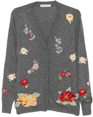 5 PROGRESS Floral-Embroidered Cardigan - Grey