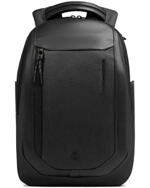 Piquadro Rucksack Mit Ledereinsätzen - Schwarz