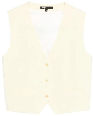 Maje Buttoned Sleeveless Gilet - White