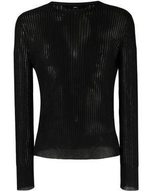 SAPIO Semi-Sheer Knitted Cotton-Silk Sweater - Black