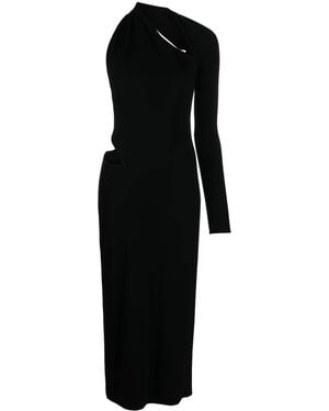 Versace One-Shoulder Cut-Out Midi Dress - Black