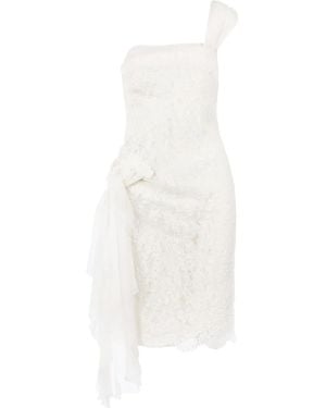 Valentino Garavani Floral Lace One-Shoulder Midi Dress - White
